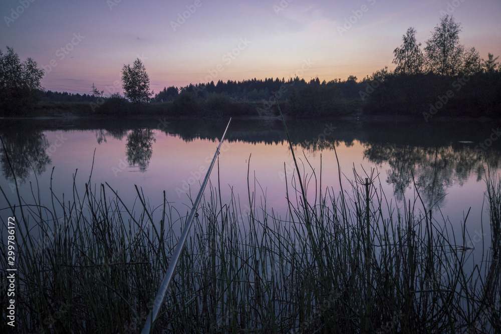 Fototapeta premium sunset over lake