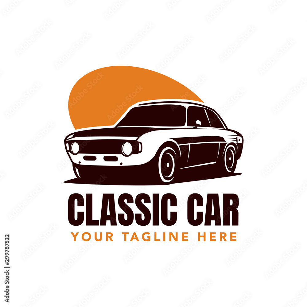 Classic car illustration, Classic Car Logo Badge