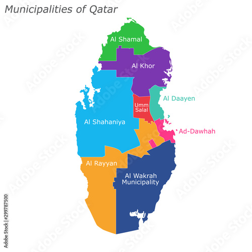 Qatar map with municipalities. Political map. Vector illustration