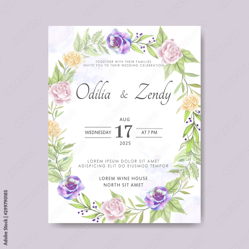 beautiful and elegant floral wedding cards invitation
