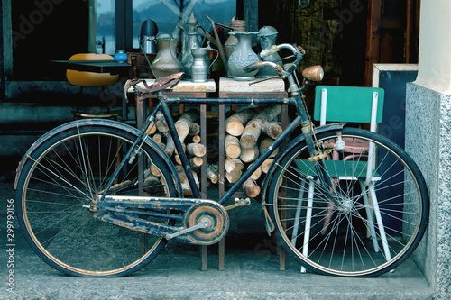 vintage old bicycle in the street 