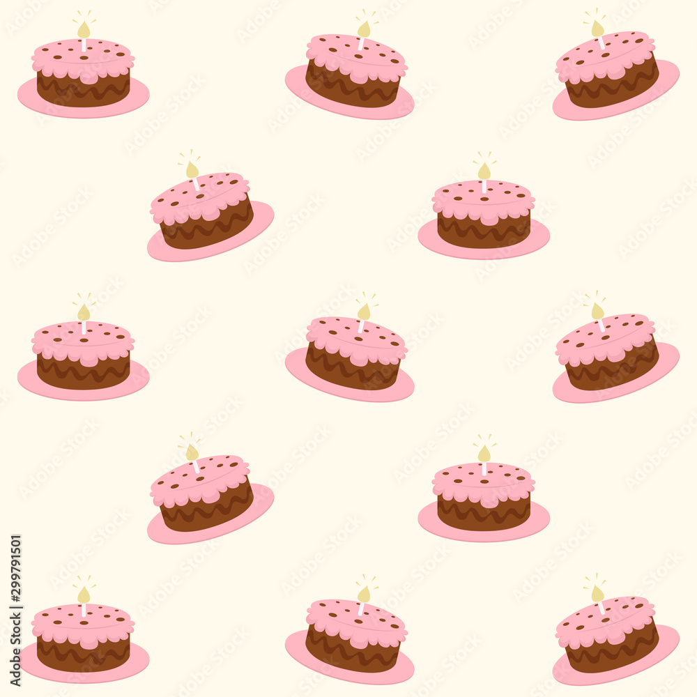 Delicate birthday cake seamless pattern illustration Delicate birthday cake seamless pattern illustration