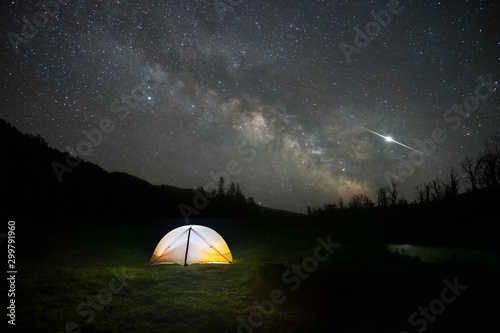 White tent under black sky