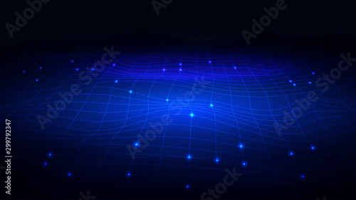 Vector background in the form of an electronic futuristic network with waves. EPS 10