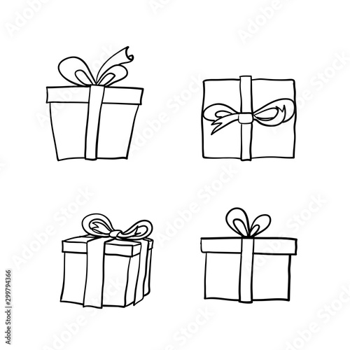 doodle gift illustration handdrawn cartoon style vector