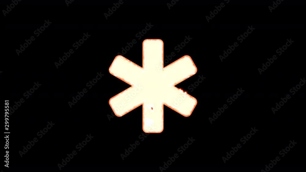 Symbol star of life burns out of transparency, then burns again. Alpha channel Premultiplied - Matted with color black Symbol star of life burns out of transparency, then burns again. Alpha channel Premultiplied - Matted with color black
