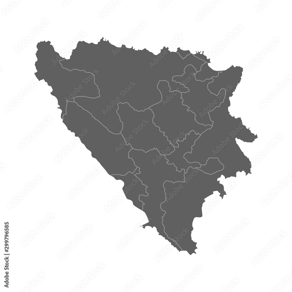Vector illustration of grey Bosnia and Herzegovina map. 