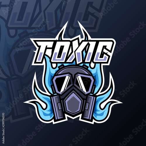 Toxic mask fire mascot gaming logo design for club team squad