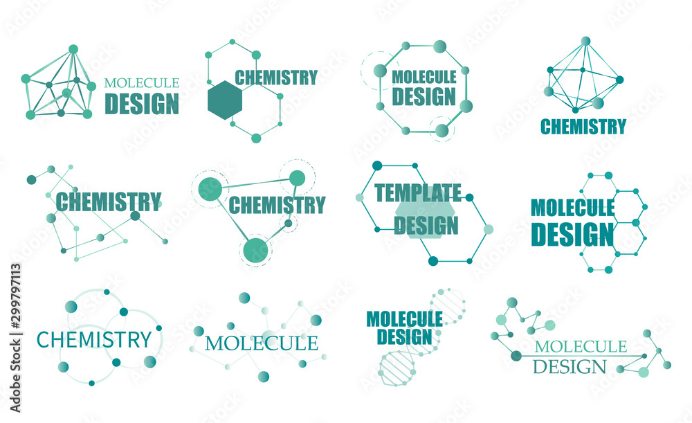 Molecule structure logo or biology 