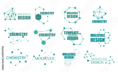 Molecule structure logo or biology 