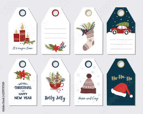 Christmas and New Year Greeting gift tags set