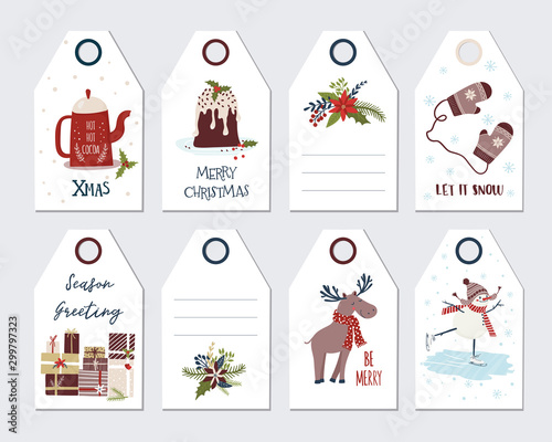 Christmas and New Year Greeting gift tags collection