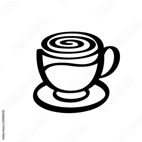 Cup of coffee or tea icon. Vector illustration with stylized cup for logo design. Black and white template