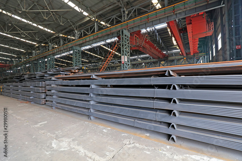 Steel products in the warehouse