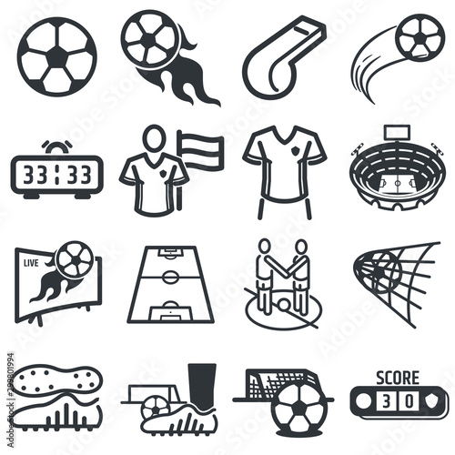 Soccer football sports icon vector set. Game and competition.