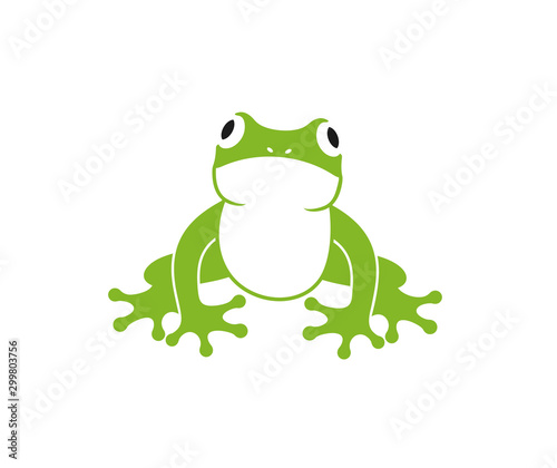 Green frog logo. Abstract frog on white background