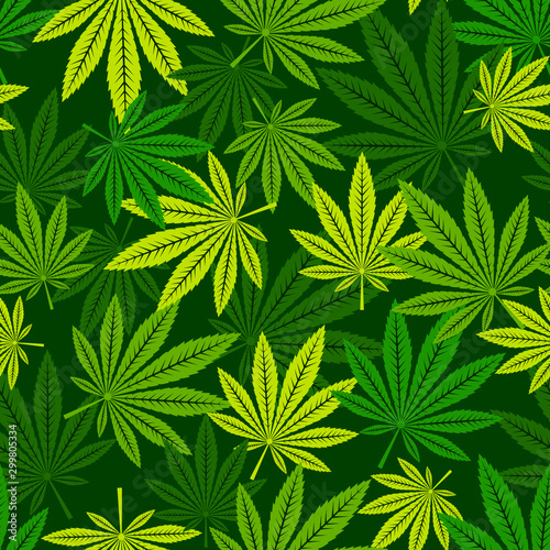 Vector seamless pattern of cannabis leaf. © inshpulya5791