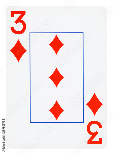Free Download Three of Diamond playing card - isolated on white (clipping path included) - GFXLoad