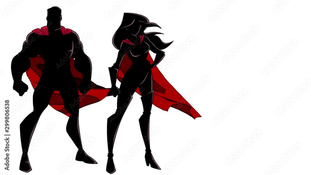 Superhero Couple Standing on White Superhero Couple Standing on White