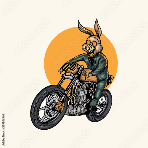 Rabbit bikers vector illustration logo photo