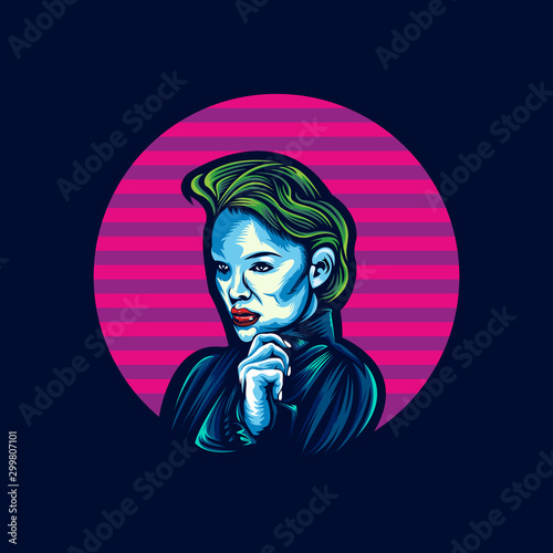 Strong woman vector illustration logo