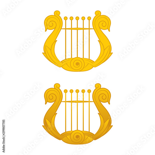 Harp. Harp musical instrument vector illustration. Harp symbols set. Part of set.