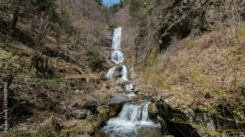 Timelapse of Spring Waterfalls in Valley in Japan photo