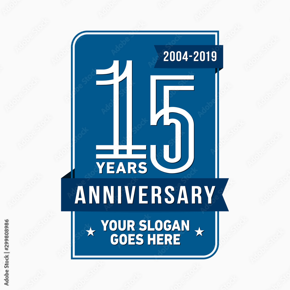 15 years anniversary design template. Fifteen years celebration logo. Vector and illustration. 15 years anniversary design template. Fifteen years celebration logo. Vector and illustration.