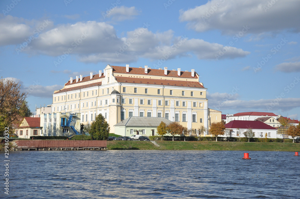 Jesuit College in Pinsk, Republic of Belarus. View from the Pina River. Jesuit College in Pinsk, Republic of Belarus. View from the Pina River.