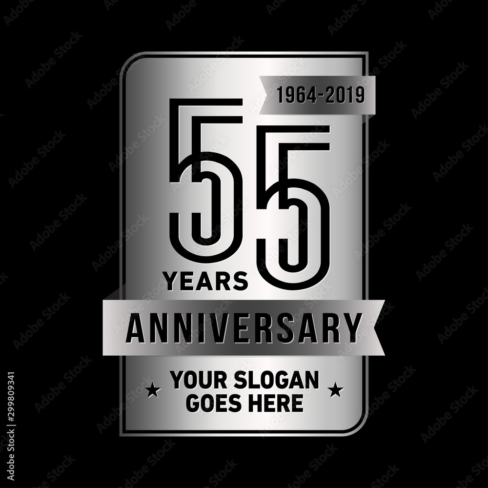 55 years anniversary design template. Fifty-five years celebration logo. Vector and illustration. 55 years anniversary design template. Fifty-five years celebration logo. Vector and illustration.