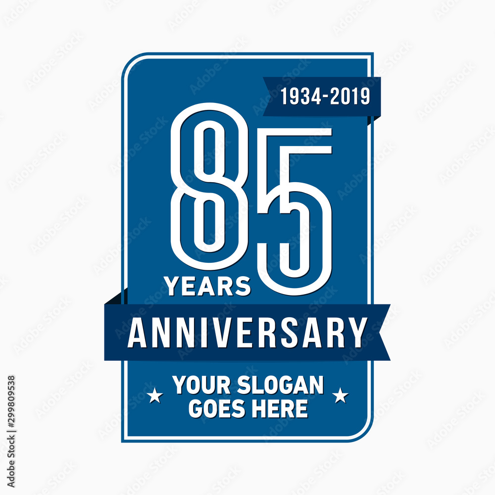 85 years anniversary design template. Eighty-five years celebration logo. Vector and illustration.
