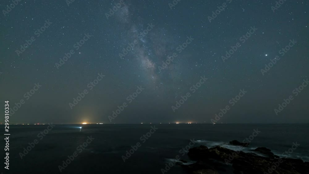 Timelapse Night to Day Transition of Starry Seascape in Japan Timelapse Night to Day Transition of Starry Seascape in Japan