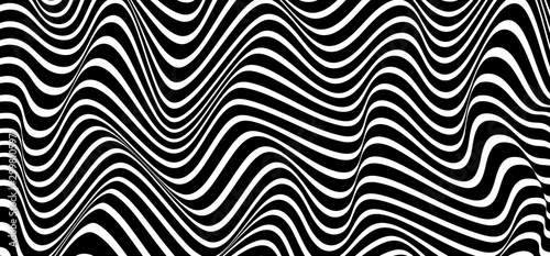 Distorted lines - movement illusion. Wave - distortion effect. Optical effect mobius wave stripe movement. Seamless pattern. Horizontal lines stripes pattern or background with wavy distortion effect photo