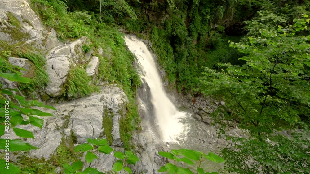 Tracking Shot of Silky Waterfalls in Spring Forest Tracking Shot of Silky Waterfalls in Spring Forest