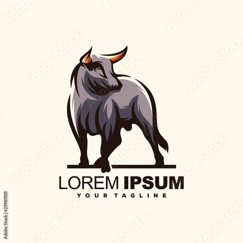 awesome standing bull logo design