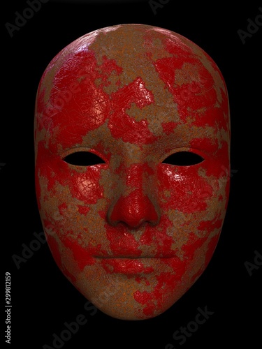 An old iron mask. 3D illustration