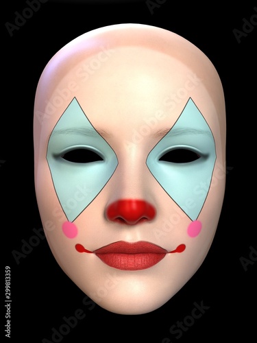 Tableau sur toile The mask of the clown 2. 3D illustration
