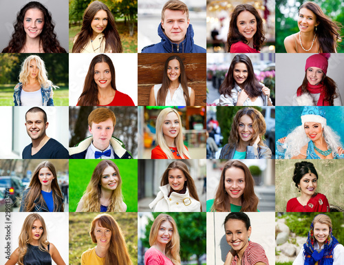 Collage of happy young people at least 18 years old © Andrey_Arkusha
