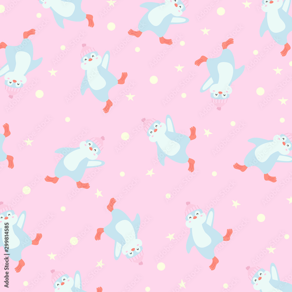 seamless pattern with birds and hearts