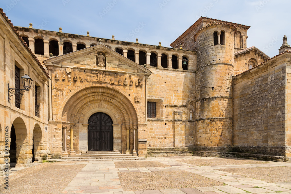 Santillana del Mar, Spain. Facade of medieval collegiate church