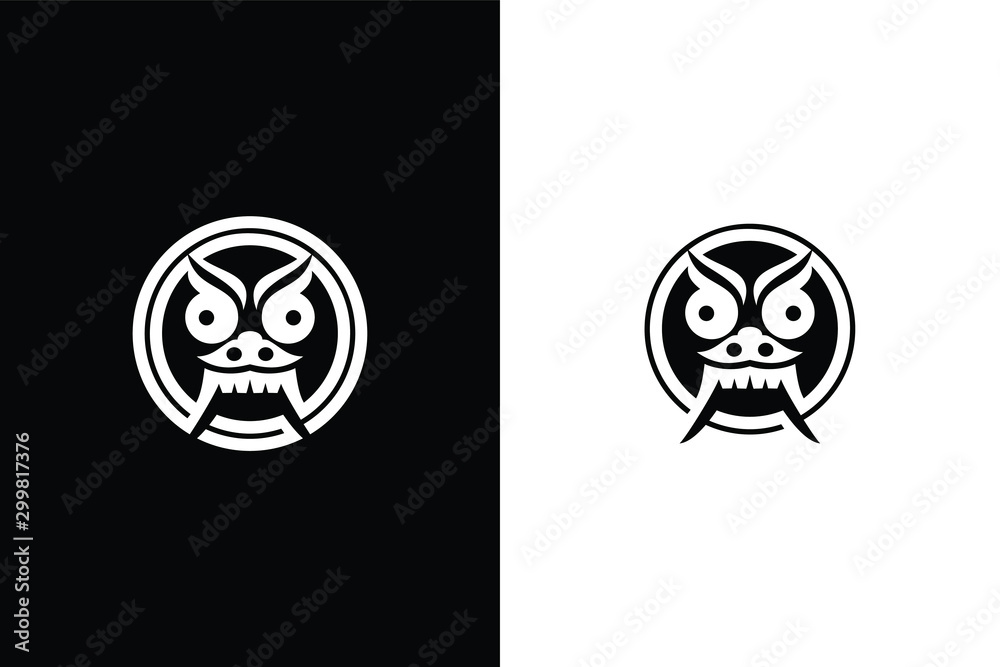 mask devil from culture of Bali Indonesia black and white version mask devil from culture of Bali Indonesia black and white version