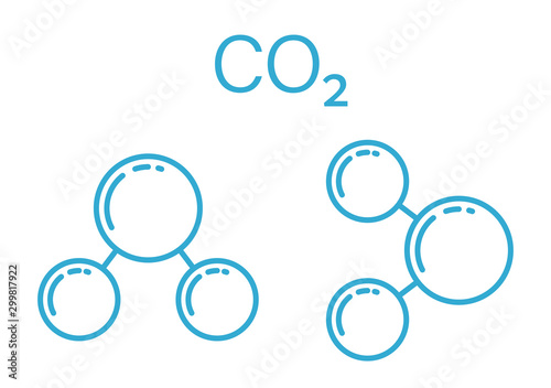 Blue carbon dioxide co2 molecular line art icon