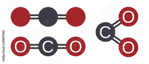 Carbon dioxide co2 molecular atom model vector illustration