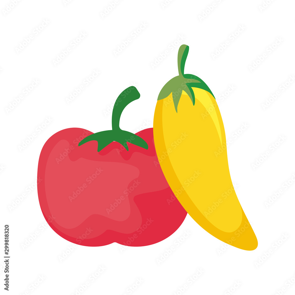 chili pepper mexican with tomato isolated icon chili pepper mexican with tomato isolated icon