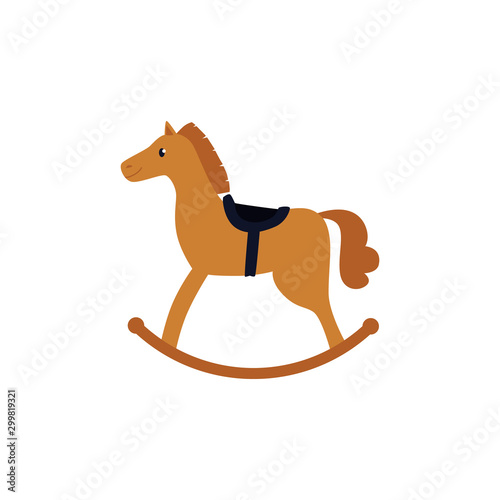 Cartoon rocking horse toy isolated on white background