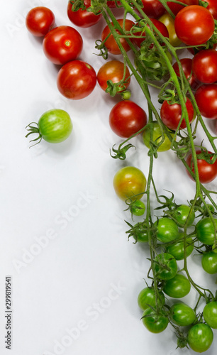Colorful tomatoes an a white background
