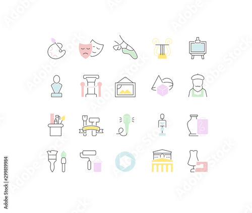 Set Vector Line Icons of Fine Art.