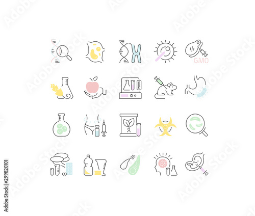 Set Vector Line Icons of Genome Engineering.