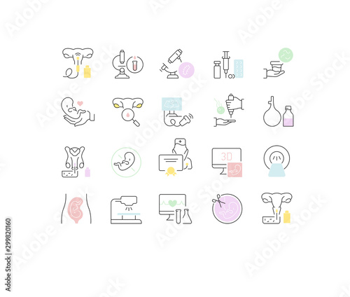 Set Vector Line Icons of Gynecology.
