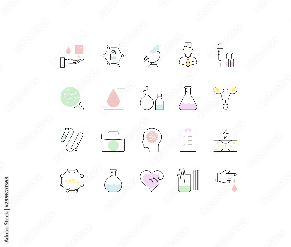 Set Vector Flat Line Icons Medical Laboratory Set Vector Flat Line Icons Medical Laboratory
